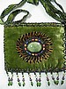Lime green small purse w/ feather design